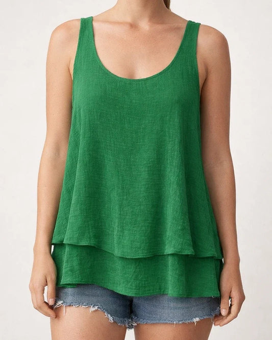 Women's New Tank Top Bust Halter Sleeveless Double Layer Cake Pendulum Tail T-shirt Tops | JRSEE:fdcec02a-e498-4b86-a950-2580e76cb654