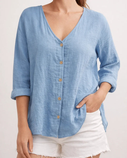 Women's New V-neck Pullover Short-sleeved Loose Women's Shirt Casual Plus Size Solid Color Blouse | JRSEE:a3ee0b7c-932c-4a5a-aad7-80b4864bbbb9