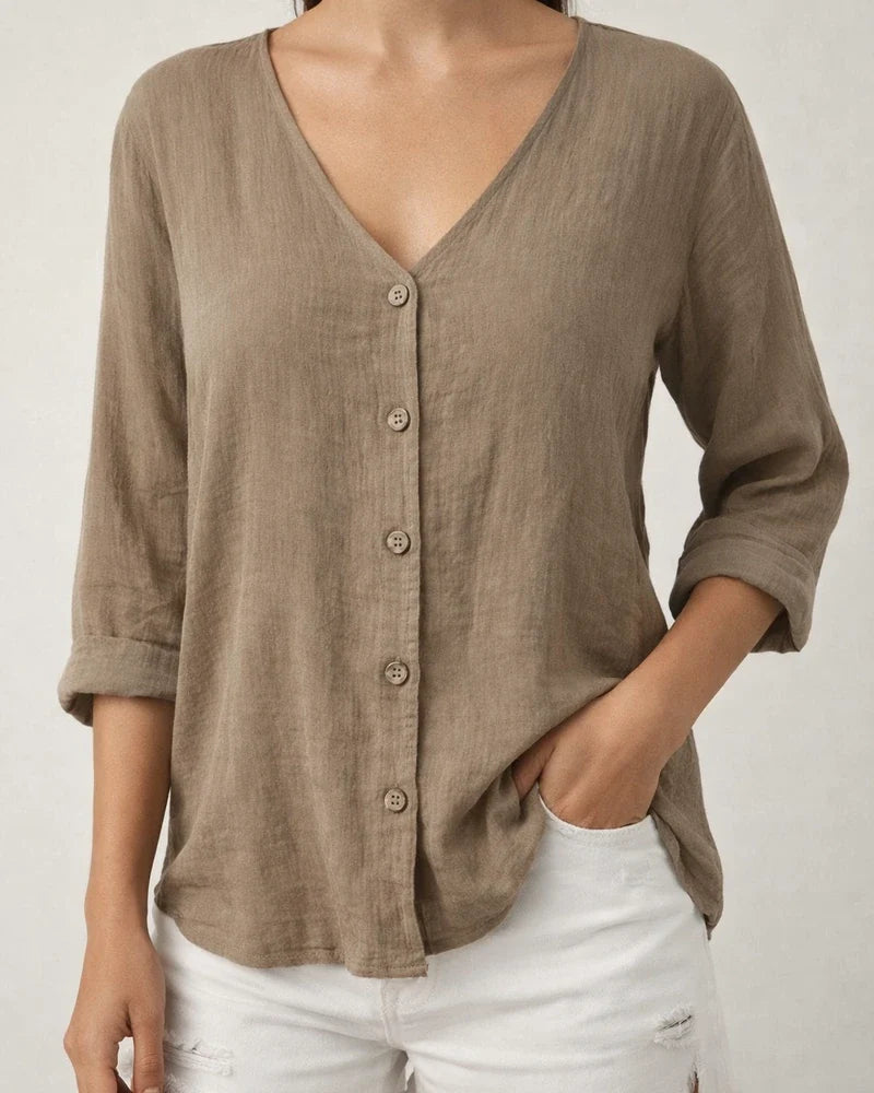 Women's New V-neck Pullover Short-sleeved Loose Women's Shirt Casual Plus Size Solid Color Blouse | JRSEE:06e68cb3-2511-43e4-81f7-81e81bbd1be3