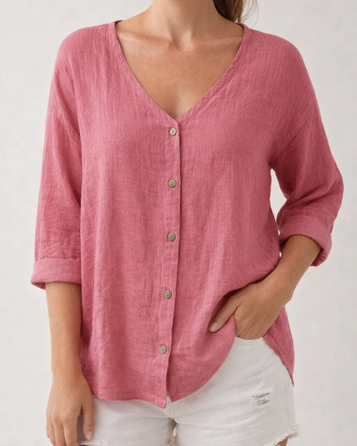 Women's New V-neck Pullover Short-sleeved Loose Women's Shirt Casual Plus Size Solid Color Blouse | JRSEE:c7c8acf4-f959-4b13-ae8a-d24fe9d082a8