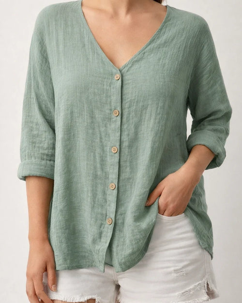 Women's New V-neck Pullover Short-sleeved Loose Women's Shirt Casual Plus Size Solid Color Blouse | JRSEE:f137f0c5-28f4-4da5-b3b5-165084e1a996