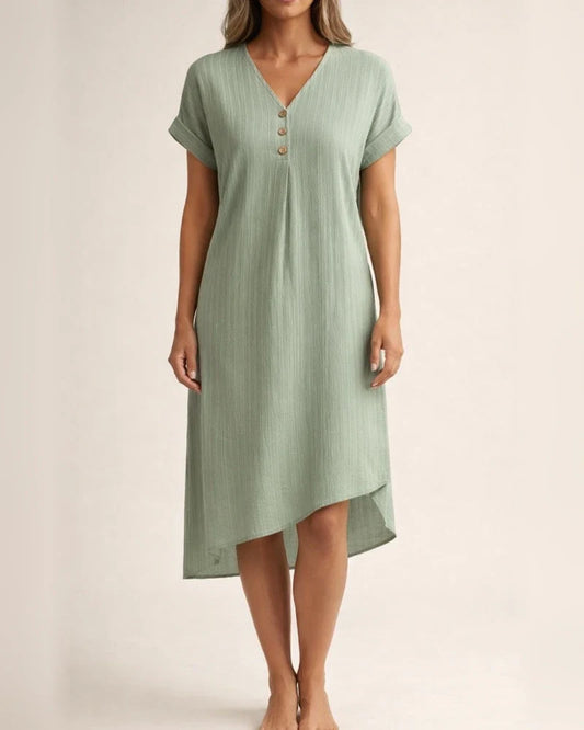 Women's New V-neck Solid Color Casual Dress A-line Dresses | JRSEE:706a0693-6f19-441d-bee0-3f986a29af68