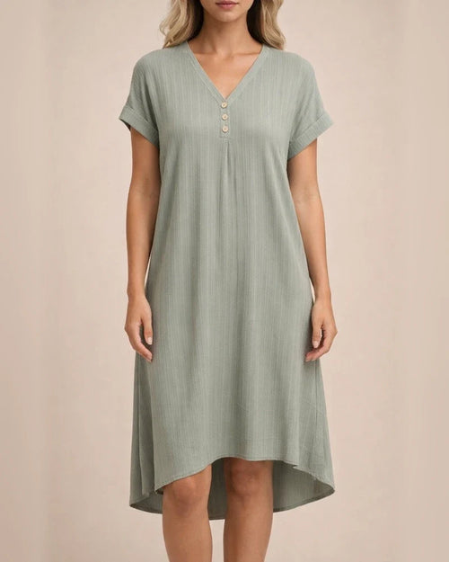 Women's New V-neck Solid Color Casual Dress A-line Dresses | JRSEE:cc7d0acb-18bf-40ce-b898-c7194c2c6b80