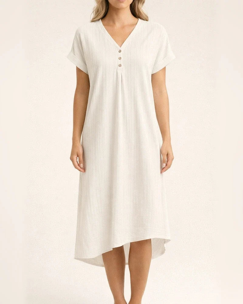 Women's New V-neck Solid Color Casual Dress A-line Dresses | JRSEE:e3df5ea8-4863-4138-ace6-65d27805ac64