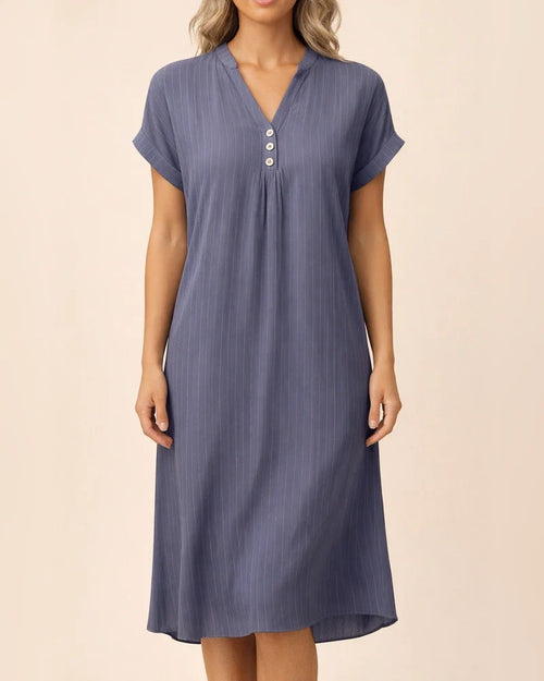 Women's New V-neck Solid Color Casual Dress A-line Dresses | JRSEE:dcbb1e5e-4e32-495f-9b64-f26f468f99a0