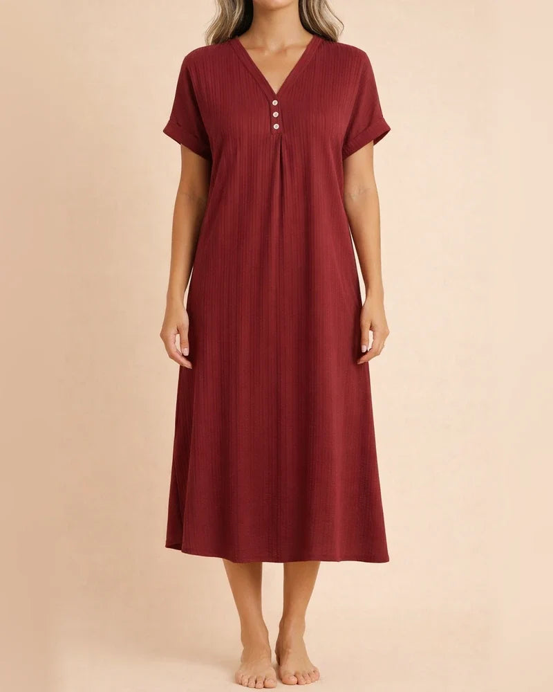 Women's New V-neck Solid Color Casual Dress A-line Dresses | JRSEE:a0369820-9492-43f7-bab3-fa86dd59aa6b