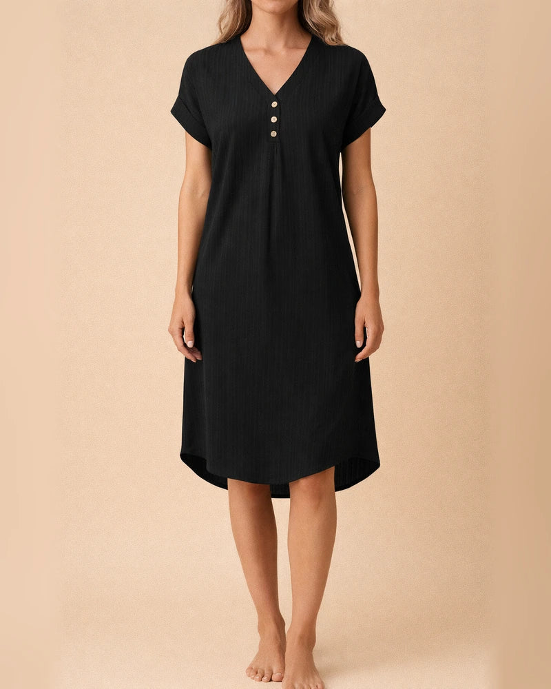 Women's New V-neck Solid Color Casual Dress A-line Dresses | JRSEE:aef94e2f-7bc9-4a65-807a-1ce6ed23afd4