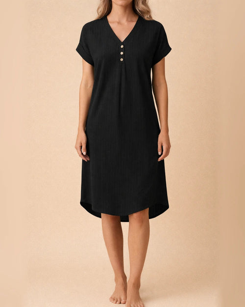 Women's New V-neck Solid Color Casual Dress A-line Dresses | JRSEE:aef94e2f-7bc9-4a65-807a-1ce6ed23afd4