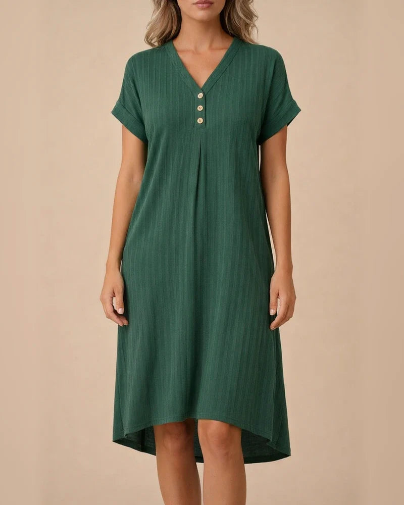 Women's New V-neck Solid Color Casual Dress A-line Dresses | JRSEE:8ebc59ec-84dd-4162-8045-2fca7dcb8bff