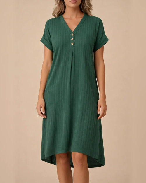 Women's New V-neck Solid Color Casual Dress A-line Dresses | JRSEE:8ebc59ec-84dd-4162-8045-2fca7dcb8bff
