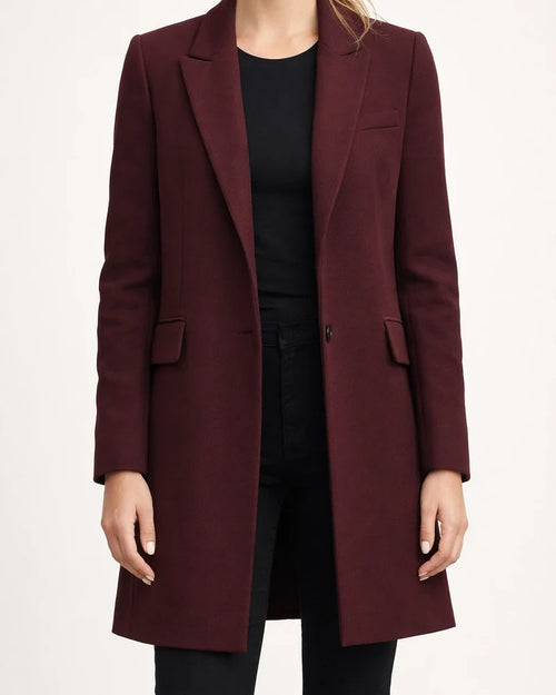 Women's New Winter Section of Medium-length Buttons Solid Color Tweed Women's Coat | JRSEE:93ea1a57-1672-4b17-8efa-78927fda8a94