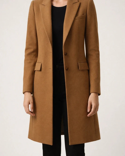 Women's New Winter Section of Medium-length Buttons Solid Color Tweed Women's Coat | JRSEE:0b66b769-0a07-4d63-a1bb-ba575463e64e