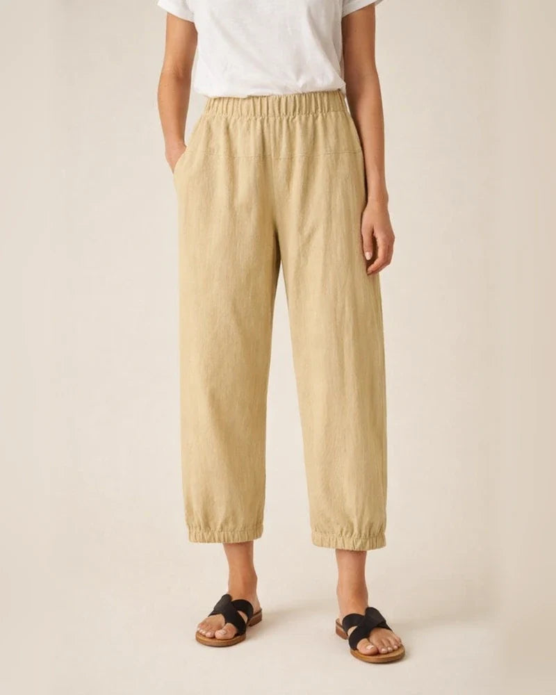 Women's Pants New Loose High-waisted Cotton and Linen Nine-minute Solid-color Pants | JRSEE:f5d08122-5095-4bcc-aece-a7b05bddee6e