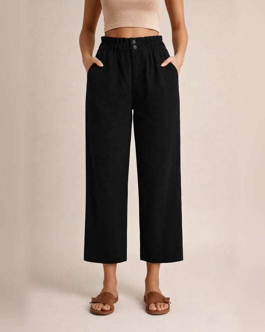Women's Pants Trousers Faux Linen Black White Blue Fashion Casual Daily Side Pockets Ankle-Length Comfort Solid Colored S M L XL 2XL | JRSEE:c4d7217e-d2fa-4e7a-906b-ef539c33dda8