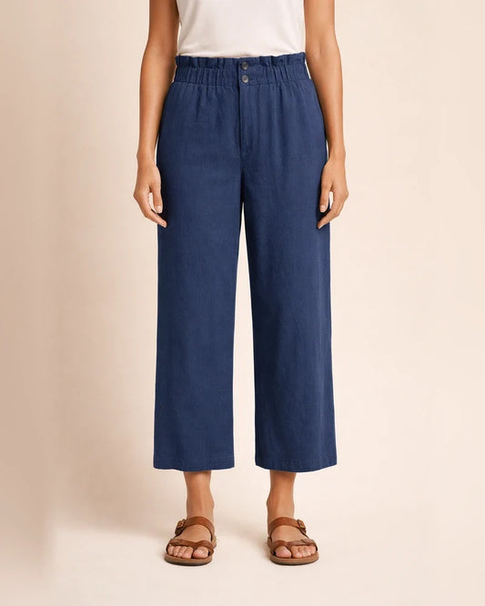 Women's Pants Trousers Faux Linen Black White Blue Fashion Casual Daily Side Pockets Ankle-Length Comfort Solid Colored S M L XL 2XL | JRSEE:43ff6490-a6b4-41cf-96c8-5823634e6426