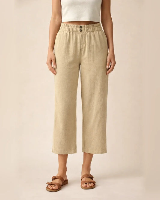 Women's Pants Trousers Faux Linen Black White Blue Fashion Casual Daily Side Pockets Ankle-Length Comfort Solid Colored S M L XL 2XL | JRSEE:b3a730b0-57e0-4f31-b39b-4a68df3aa84a