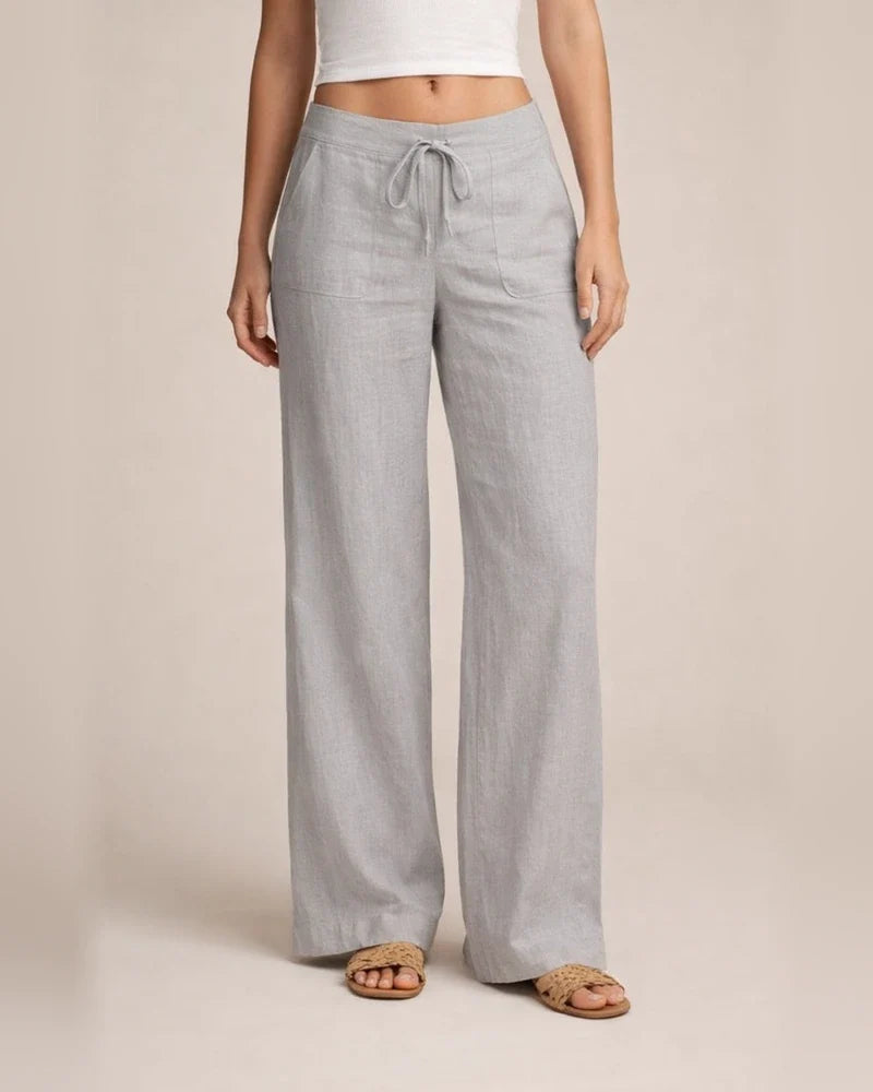 Women's Pants Trousers Linen Black White Khaki Fashion Casual Daily Side Pockets Full Length Comfort Solid Color S M L XL 2XL | JRSEE:a7761d5a-094e-4afc-b04a-ca9983605110