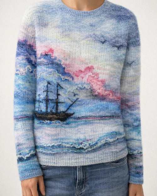 Women's Patterned Sweater - Casual Oversized Long-Sleeve Knit Top | JRSEE:15391233-a8e9-493b-a86b-39c5f2249ead
