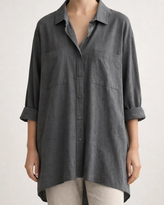 Women's Plus Size Curve Tops Blouse Shirt Solid Color Pocket Button 3/4 Length Sleeve Shirt Collar Basic Daily Washable Cotton Fabric Fall Spring Green White | JRSEE:284652cd-6c32-4ca4-ac3d-a49be6ca9a8c
