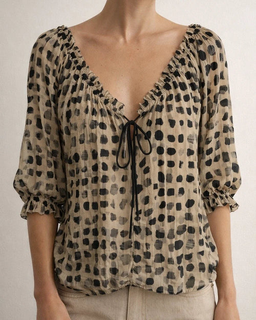 Women's Polka Dot Ethnic-Style Summer Casual Fashion Print V-neck Shirt | JRSEE:4eaf15b0-6ca1-4002-aa24-2d88debaf34a