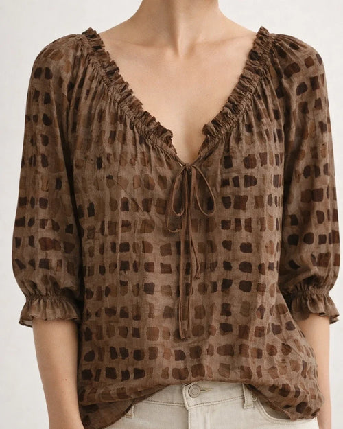Women's Polka Dot Ethnic-Style Summer Casual Fashion Print V-neck Shirt | JRSEE:49f86086-f861-455c-83be-35d837673413