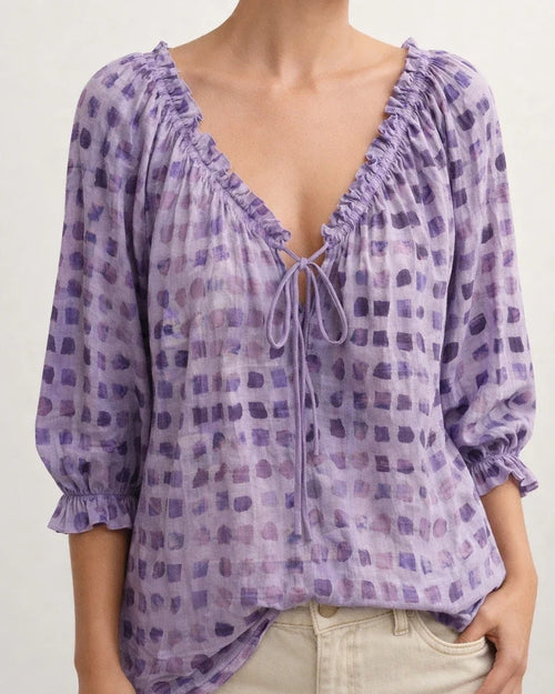 Women's Polka Dot Ethnic-Style Summer Casual Fashion Print V-neck Shirt | JRSEE:55049b9b-00af-4591-8b0b-91b80261a248