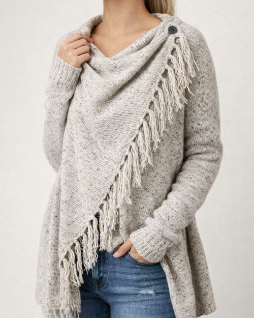 Women's Poncho Sweater Jumper Knit Tunic Tassel Knitted Solid Color Crew Neck Basic Stylish Daily Going out Winter Fall Army Green Khaki S M L / Long Sleeve / Casual / Beach / Loose Fit | JRSEE:8f4b45eb-eca3-4cde-b8da-cbcf4d7aa8c6