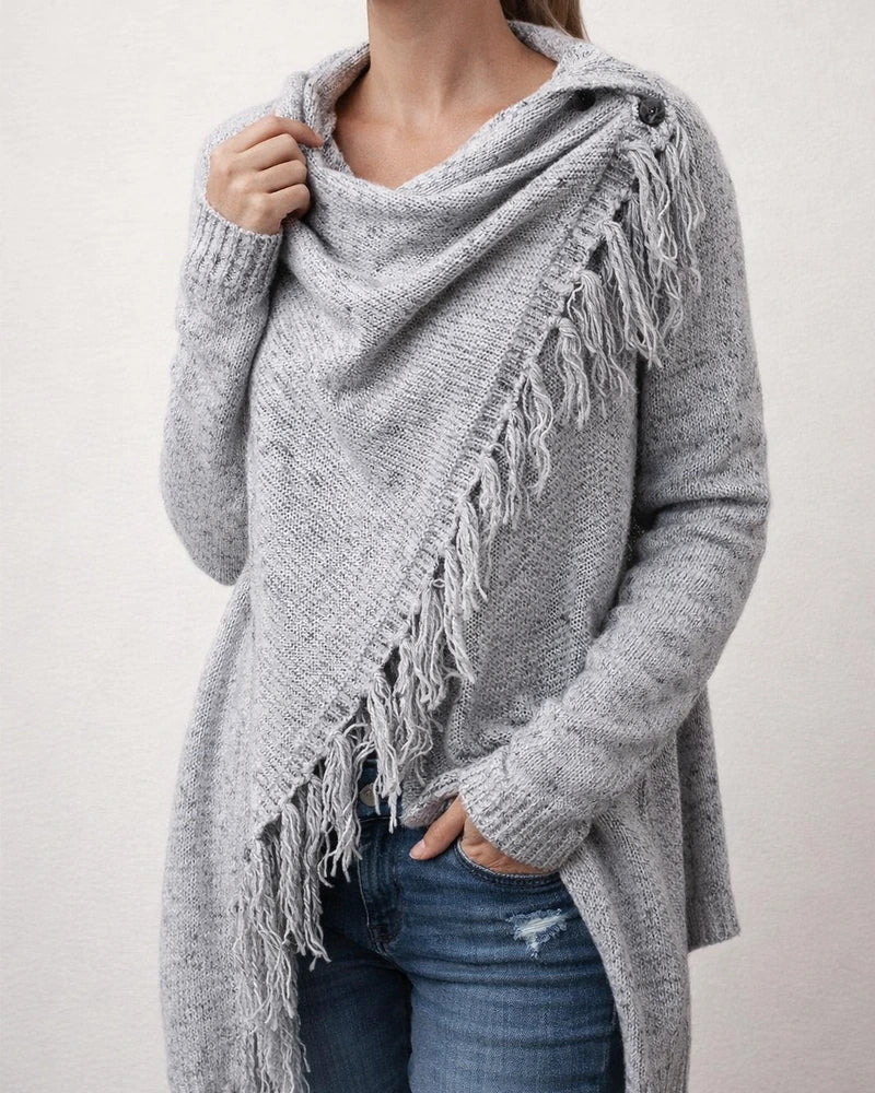 Women's Poncho Sweater Jumper Knit Tunic Tassel Knitted Solid Color Crew Neck Basic Stylish Daily Going out Winter Fall Army Green Khaki S M L / Long Sleeve / Casual / Beach / Loose Fit | JRSEE:114d6fac-39bc-4cca-9177-9de19a8b0e20