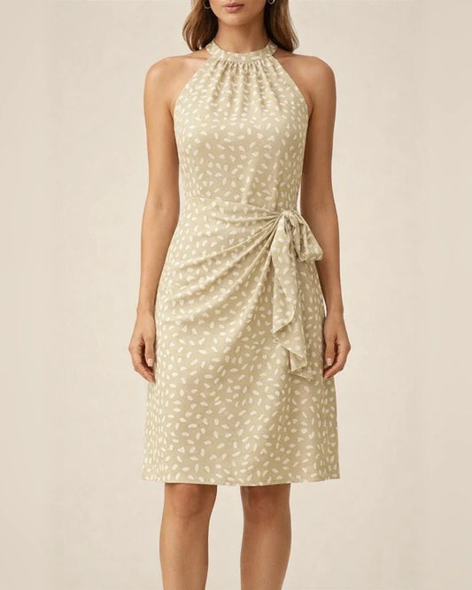 Women's Pop-up Lace-up Polka Dot Pleated Dress Sleeveless Drawstring Neck Dress Irregular Skirt | JRSEE:797697a5-e8d7-4067-8347-f3f48a0b09e6