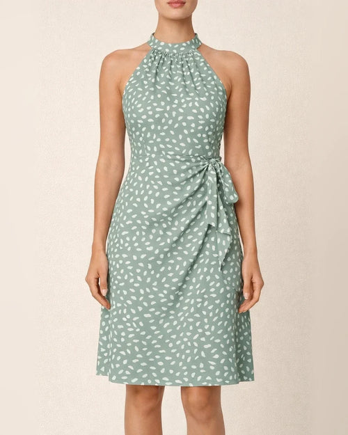 Women's Pop-up Lace-up Polka Dot Pleated Dress Sleeveless Drawstring Neck Dress Irregular Skirt | JRSEE:568d90c7-e3d9-45c7-a7f2-826f278f7b2b