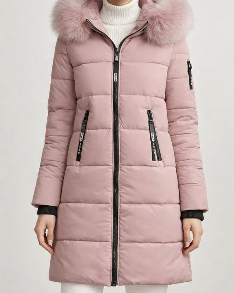 Women's Puffer Jacket Long with Pockets Slim Fit Fur Collar Coat powder Bean Green White Black Gray Classic Style Christmas Winter Zipper Hoodie Regular Fit M L XL XXL XXXL / Daily / Windproof | JRSEE:a9bbfd23-d5d9-4530-95bf-e88dd9f38429
