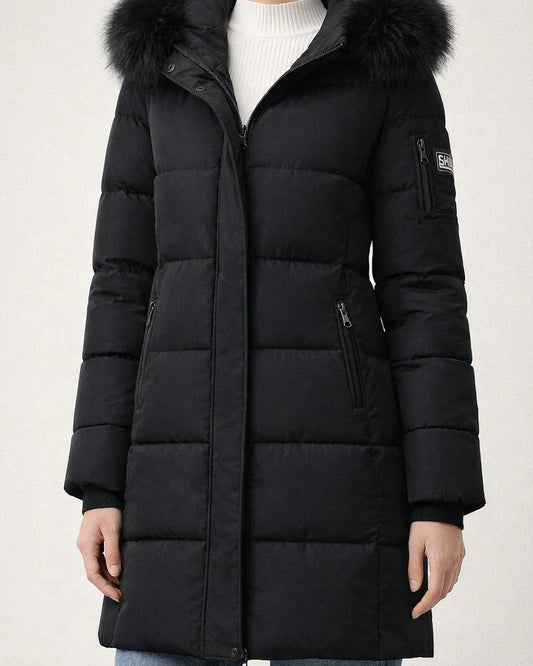 Women's Puffer Jacket Long with Pockets Slim Fit Fur Collar Coat powder Bean Green White Black Gray Classic Style Christmas Winter Zipper Hoodie Regular Fit M L XL XXL XXXL / Daily / Windproof | JRSEE:bfb2cc08-d08a-4ff8-922c-94c24313fc57