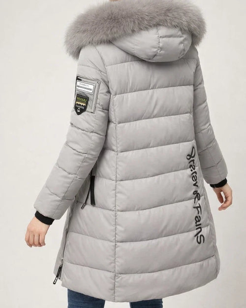 Women's Puffer Jacket Long with Pockets Slim Fit Fur Collar Coat powder Bean Green White Black Gray Classic Style Christmas Winter Zipper Hoodie Regular Fit M L XL XXL XXXL / Daily / Windproof | JRSEE:978d3ca4-5065-4603-9b82-f5910bda2372