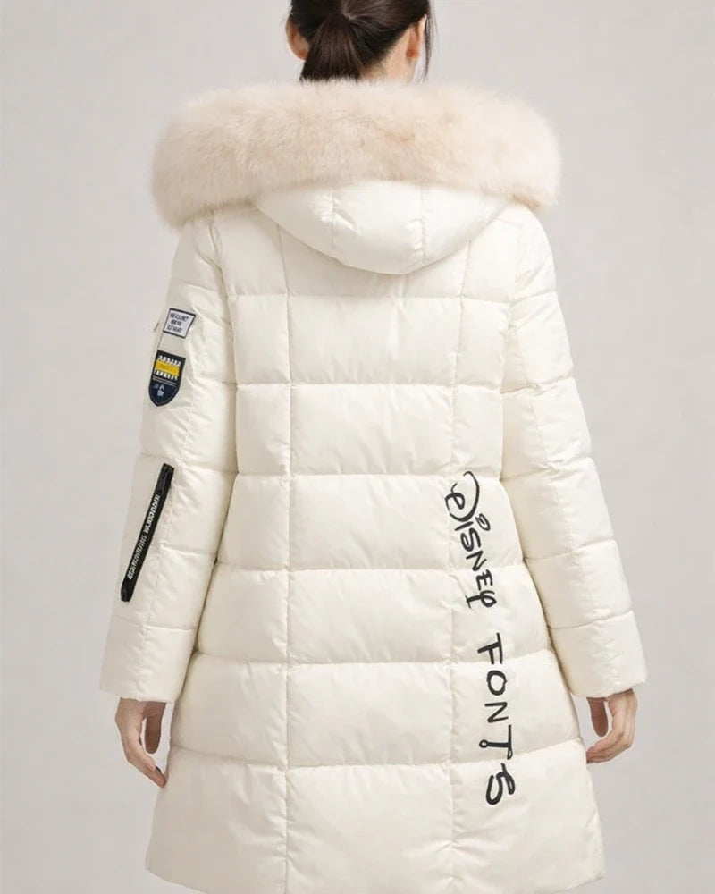 Women's Puffer Jacket Long with Pockets Slim Fit Fur Collar Coat powder Bean Green White Black Gray Classic Style Christmas Winter Zipper Hoodie Regular Fit M L XL XXL XXXL / Daily / Windproof | JRSEE:1b9b95e9-3411-418f-b9a2-25a121b573bd