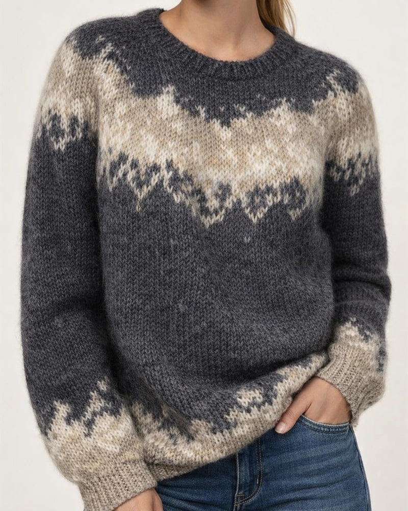 Women's Pullover Jumper Sweater Knitted Geometric Stylish Basic Casual Long Sleeve Loose Sweater Cardigans Crew Neck Fall Winter Blue Wine Black / Holiday / Going out | JRSEE:f8a3404e-da4b-4de4-91b6-2879dbb69204