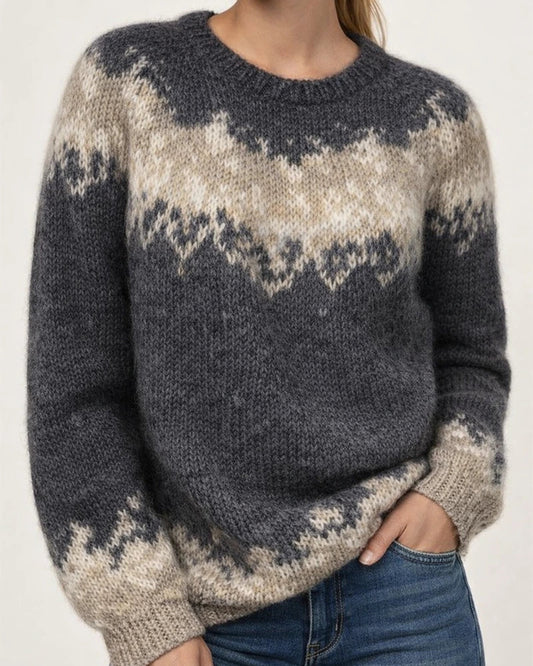 Women's Pullover Jumper Sweater Knitted Geometric Stylish Basic Casual Long Sleeve Loose Sweater Cardigans Crew Neck Fall Winter Blue Wine Black / Holiday / Going out | JRSEE:f8a3404e-da4b-4de4-91b6-2879dbb69204