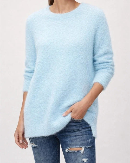 Women's Pullover Sweater Jumper Fuzzy Knit Tunic Thin Solid Color Crew Neck Basic Casual Daily Going out Winter Fall Blue Pink S M L | JRSEE:d06ea919-0073-4f47-bf4f-9496498cbdda