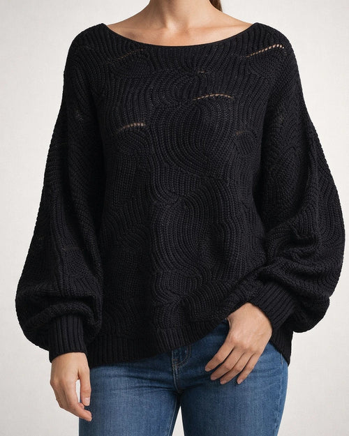 Women's Pullover Sweater Jumper Hollow Out Knitted Solid Color Stylish Basic Casual Long Sleeve Plus Size Lantern Sleeve Oversized Sweater Cardigans Boat Neck Fall Spring Summer Yellow Blushing Pink | JRSEE:21acb427-fd3a-4f12-891b-d7d06504a457