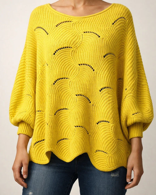 Women's Pullover Sweater Jumper Hollow Out Knitted Solid Color Stylish Basic Casual Long Sleeve Plus Size Lantern Sleeve Oversized Sweater Cardigans Boat Neck Fall Spring Summer Yellow Blushing Pink | JRSEE:d1396ccb-65a0-46d5-bdd9-971e60c20d90