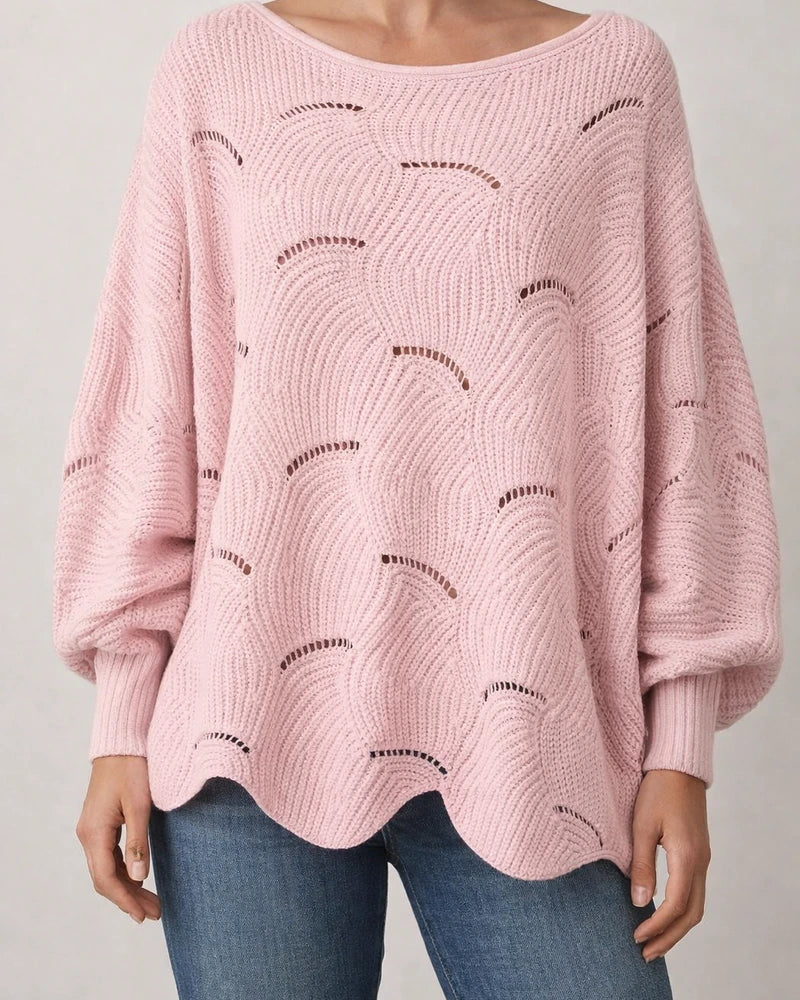 Women's Pullover Sweater Jumper Hollow Out Knitted Solid Color Stylish Basic Casual Long Sleeve Plus Size Lantern Sleeve Oversized Sweater Cardigans Boat Neck Fall Spring Summer Yellow Blushing Pink | JRSEE:33575d0d-f8f9-41dc-ae2c-19880257b1ae