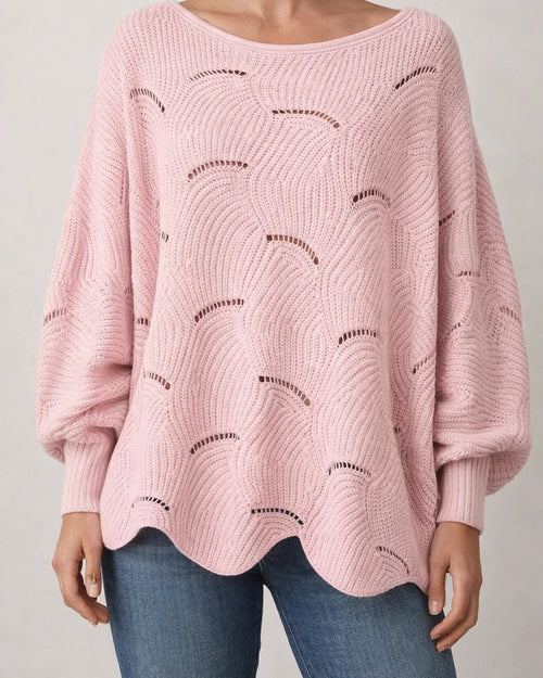 Women's Pullover Sweater Jumper Hollow Out Knitted Solid Color Stylish Basic Casual Long Sleeve Plus Size Lantern Sleeve Oversized Sweater Cardigans Boat Neck Fall Spring Summer Yellow Blushing Pink | JRSEE:33575d0d-f8f9-41dc-ae2c-19880257b1ae