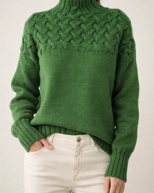 Women's Pullover Sweater jumper Jumper Cable Knit Knitted Pure Color Turtleneck Stylish Casual Outdoor Daily Winter Fall Green Blue S M L / Long Sleeve / Regular Fit / Going out | JRSEE:43609598-7d43-44f5-b30a-ab82488babc9