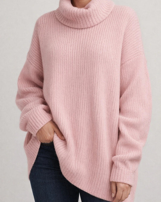 Women's Pullover Sweater Knitted Solid Color Basic Casual Long Sleeve Loose Sweater Cardigans Turtleneck Fall Winter Blushing Pink Gray White | JRSEE:7732cc1d-6e3a-417b-aee8-77c96f65d622