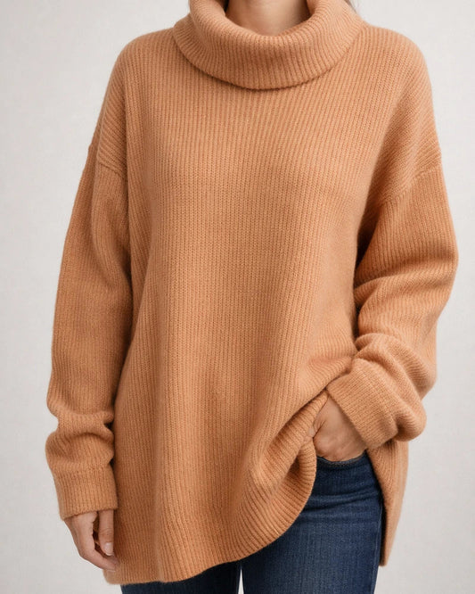 Women's Pullover Sweater Knitted Solid Color Basic Casual Long Sleeve Loose Sweater Cardigans Turtleneck Fall Winter Blushing Pink Gray White | JRSEE:99d4ae80-072a-486d-9c7c-9884e15878c5