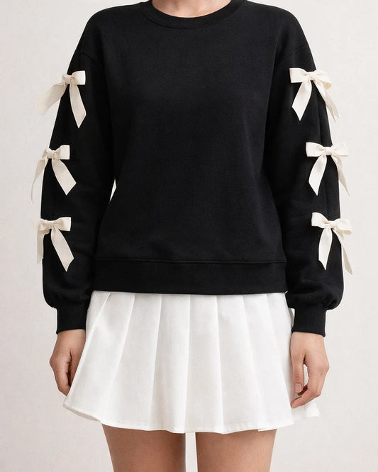 Women's Red Christmas Sweatshirt with Crew Neck and Bow for Fall/Winter | JRSEE:9ee29bad-8ae1-4303-a09b-876930ef38cc
