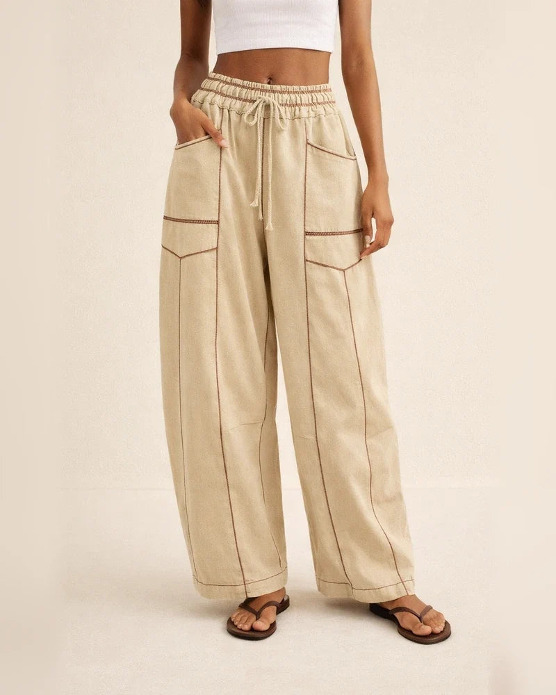 Women's Relaxed Wide-Leg Pants Casual Summer Wide-Leg Pants Drawstring Waist Casual Pants Sweatpants | JRSEE:a1241672-0c61-4dd8-928e-6a05e0900dd7