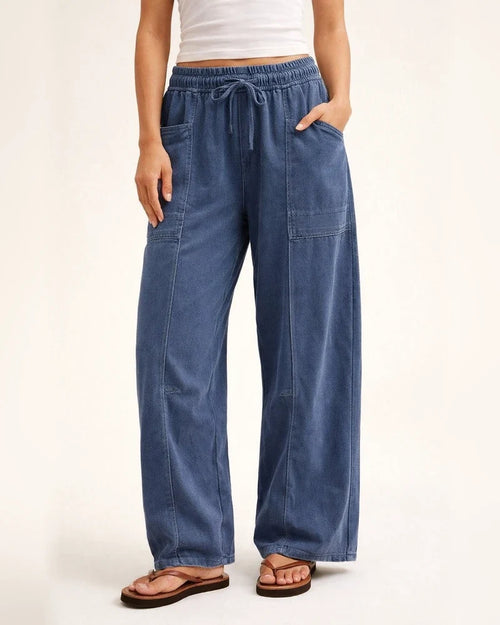 Women's Relaxed Wide-Leg Pants Casual Summer Wide-Leg Pants Drawstring Waist Casual Pants Sweatpants | JRSEE:f9b0d4d8-11cb-4063-9246-4554348bffa6