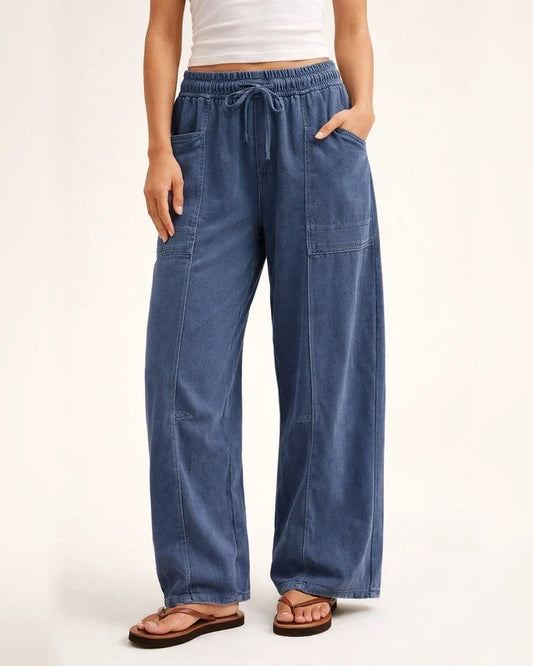 Women's Relaxed Wide-Leg Pants Casual Summer Wide-Leg Pants Drawstring Waist Casual Pants Sweatpants | JRSEE:f9b0d4d8-11cb-4063-9246-4554348bffa6