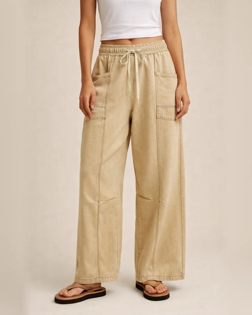 Women's Relaxed Wide-Leg Pants Casual Summer Wide-Leg Pants Drawstring Waist Casual Pants Sweatpants | JRSEE:59dcdfbb-fdb6-4a62-a9a3-e0c956d08447