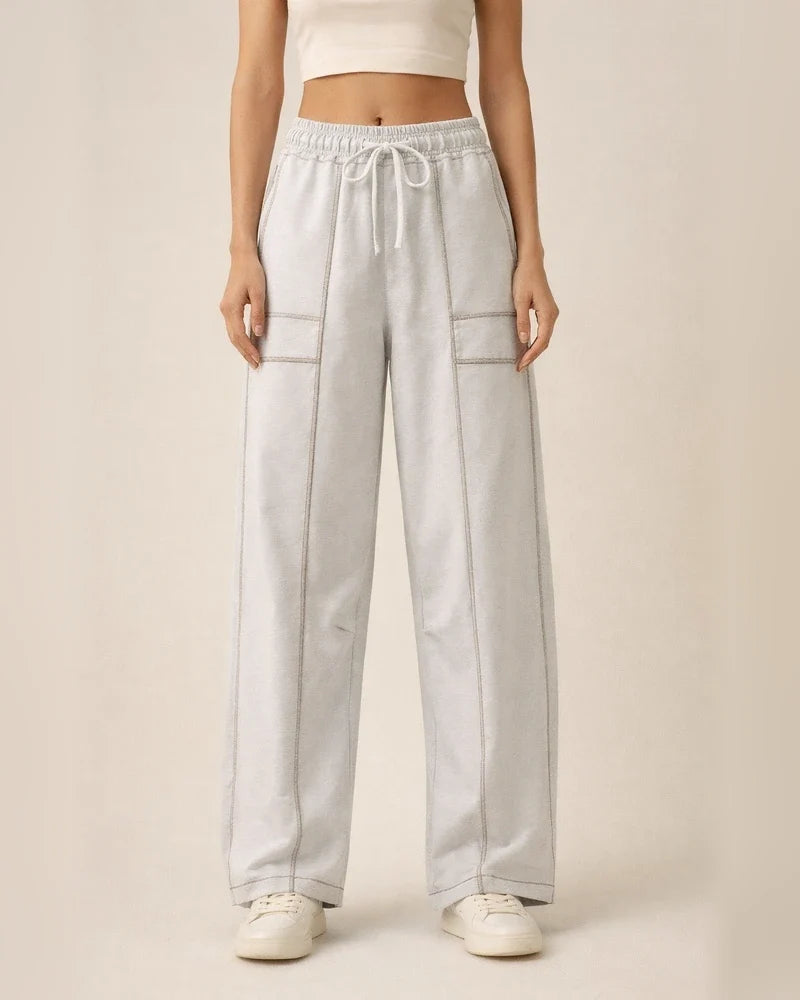 Women's Relaxed Wide-Leg Pants Casual Summer Wide-Leg Pants Drawstring Waist Casual Pants Sweatpants | JRSEE:19558d54-5126-43bc-94a5-21168876b88f
